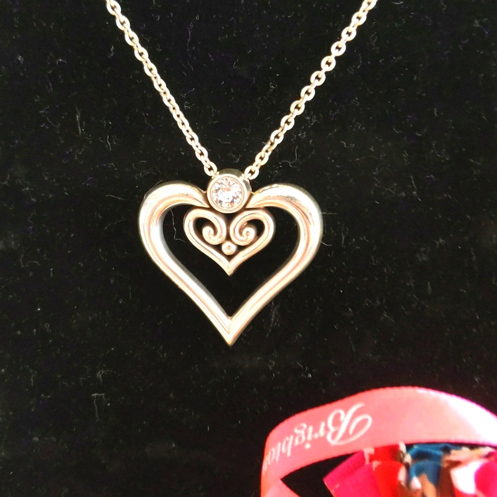 Brighton 🔥NWT🔥 - heart necklace with crystal charm. Never worn brand new. A+